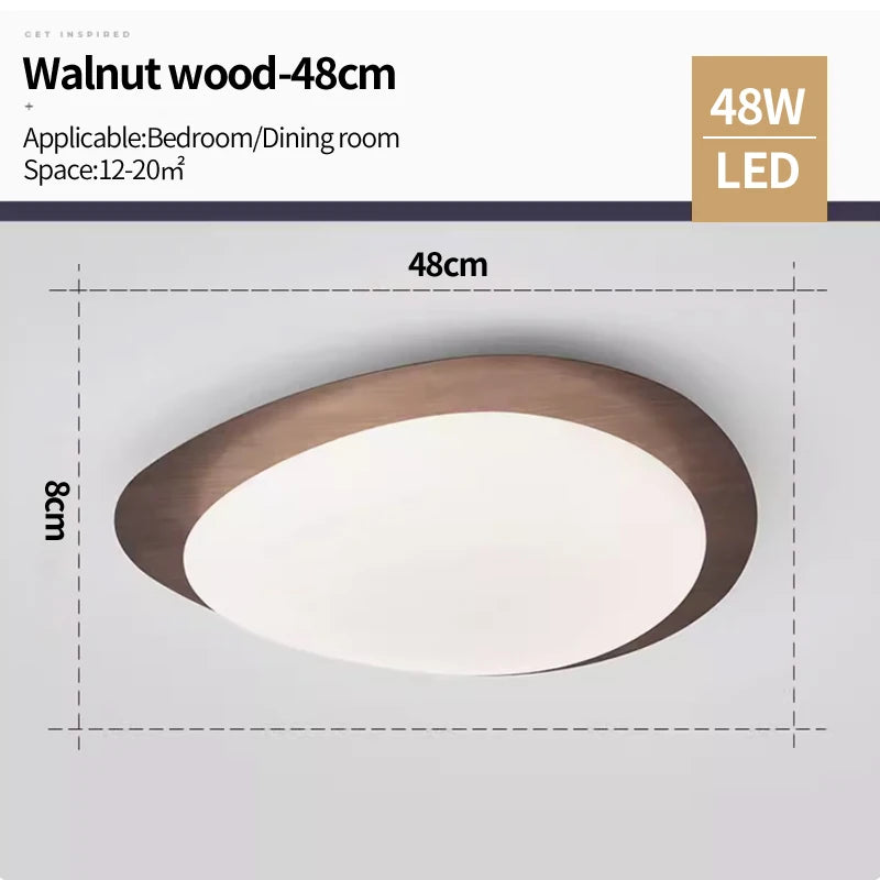 Variant image for Modern Nordic Wood Grain LED Ceiling Light – Minimalist Fixture for Bedroom and Dining Room-11