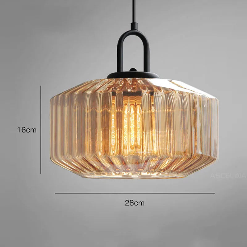 Nordic Vintage Glass Pendant Light – 28cm Hanging Light for Kitchen and Dining Room-3