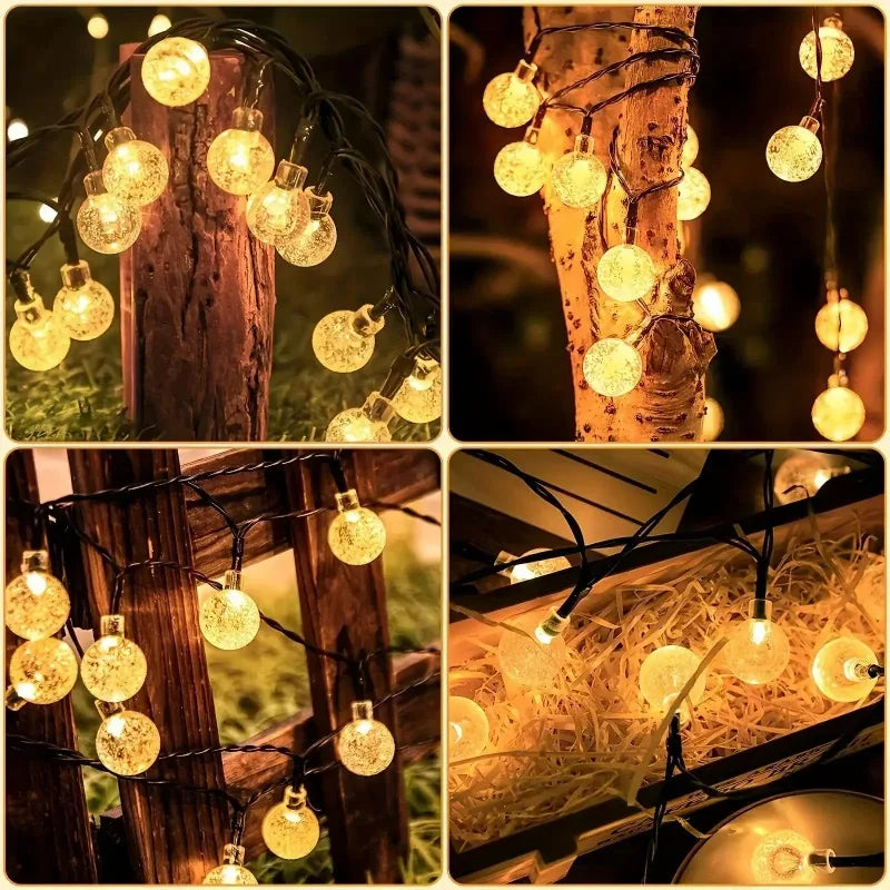 Solar Crystal Globe LED String Lights - 60 LEDs, 8 Modes, Waterproof Outdoor Fairy Lights for Party Decor 3