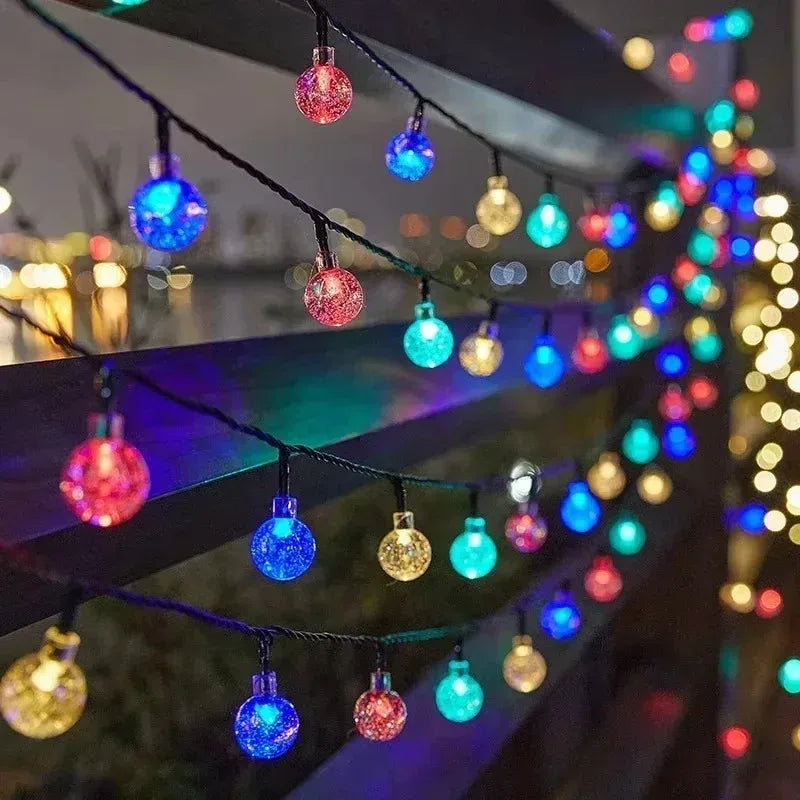 Solar Crystal Globe LED String Lights - 60 LEDs, 8 Modes, Waterproof Outdoor Fairy Lights for Party Decor 4