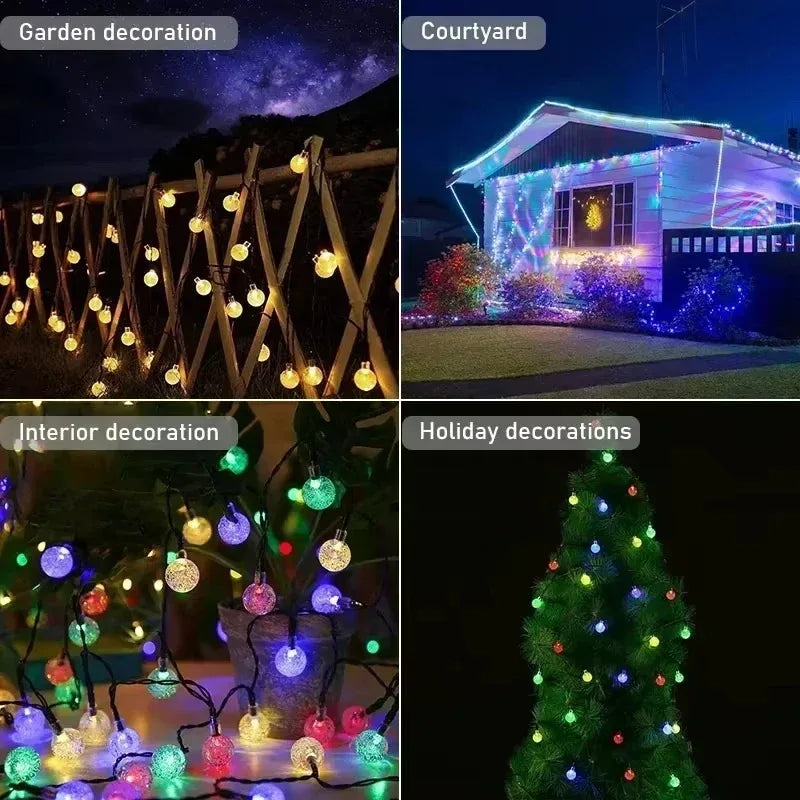Solar Crystal Globe LED String Lights - 60 LEDs, 8 Modes, Waterproof Outdoor Fairy Lights for Party Decor 5
