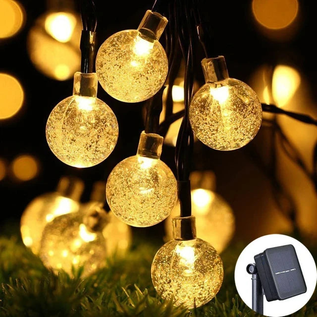 Solar Crystal Globe LED String Lights - 60 LEDs, 8 Modes, Waterproof Outdoor Fairy Lights for Party Decor 6