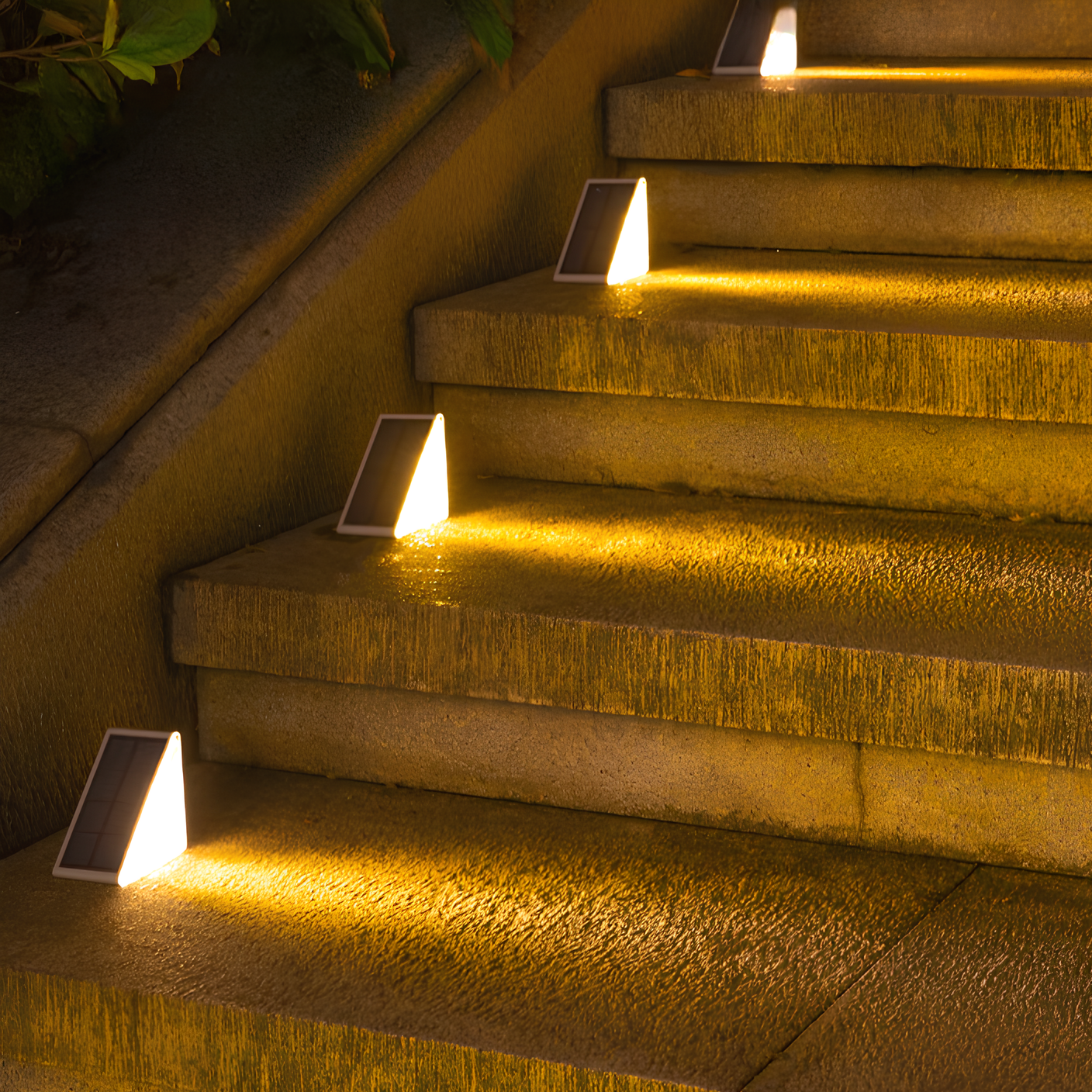 Solar Powered Outdoor Stair Lights - Weather Resistant Exterior Step Lights for Safety and Ambiance, Warm White LED