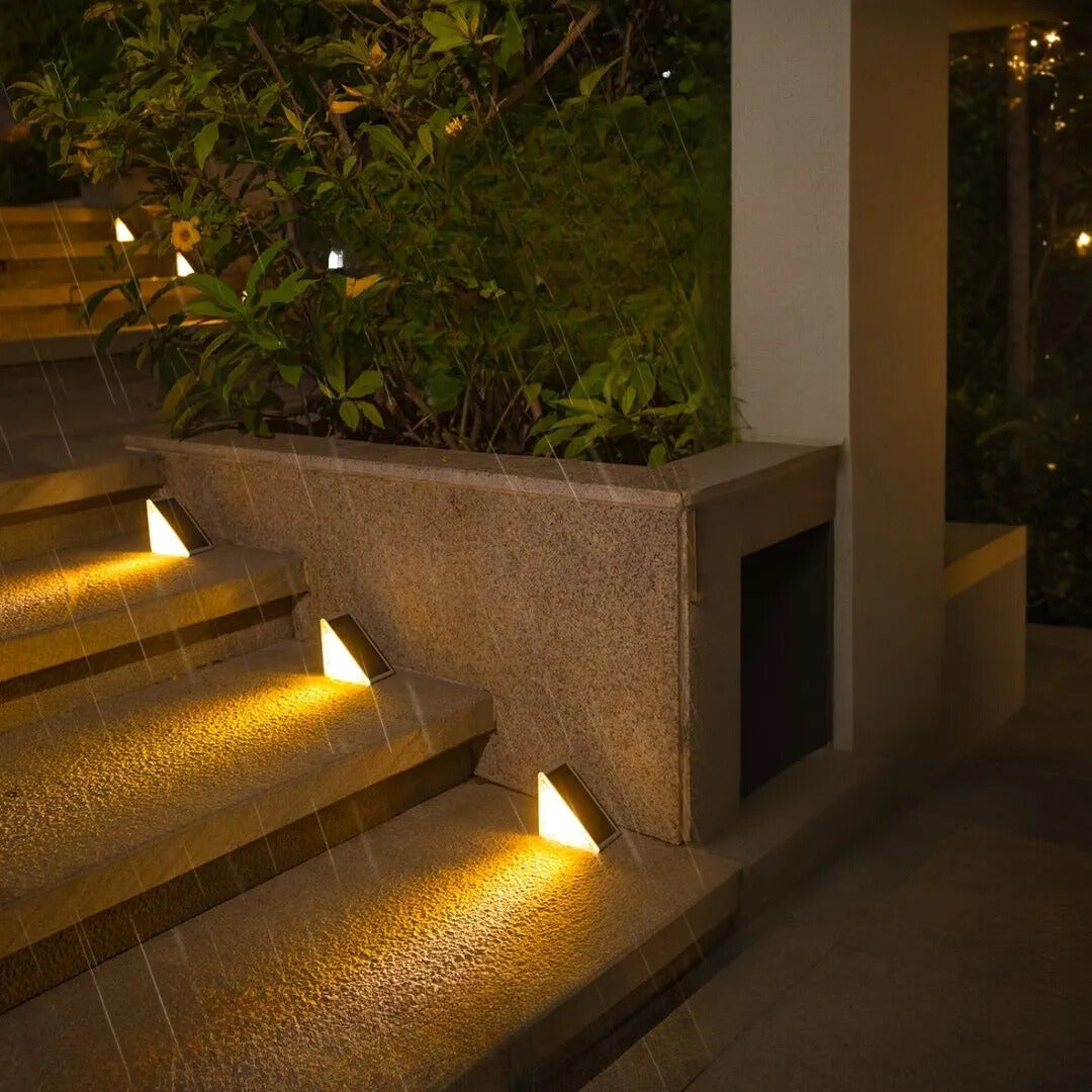 Solar Powered Outdoor Stair Lights - Weather Resistant Exterior Step Lights for Safety and Ambiance, Warm White LED
