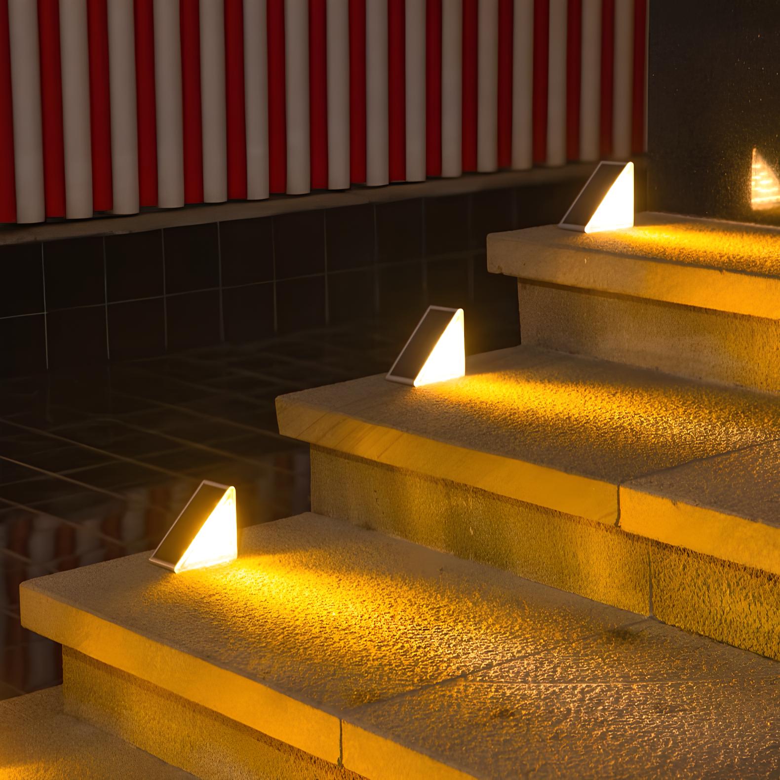 Solar Powered Outdoor Stair Lights - Weather Resistant Exterior Step Lights for Safety and Ambiance, Warm White LED