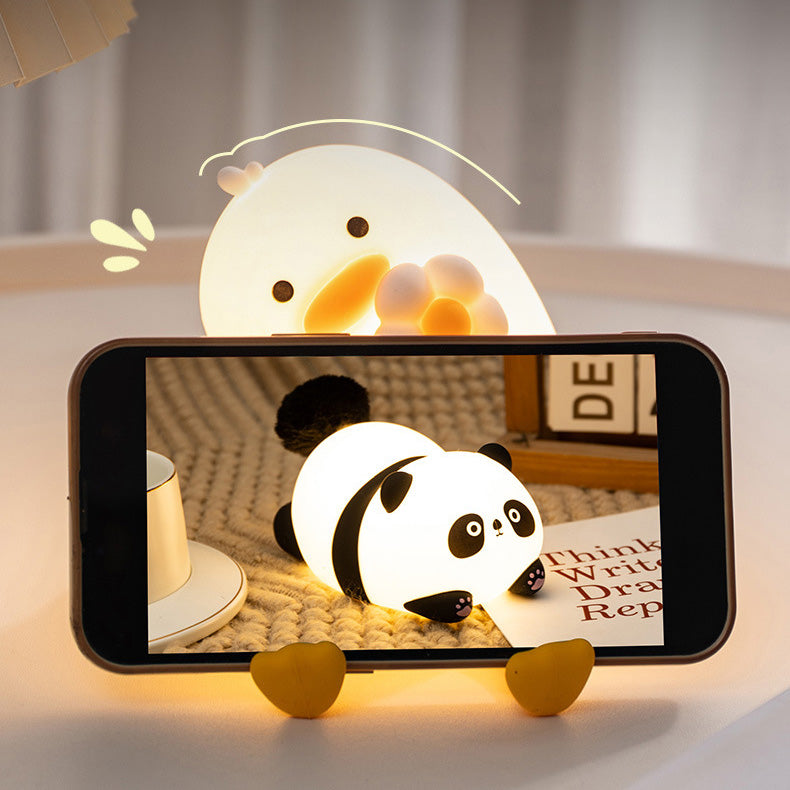 Squishy Silicone Duck Flower LED Night Light - Soft Glow Night Lamp for Kids' Rooms and Nurseries