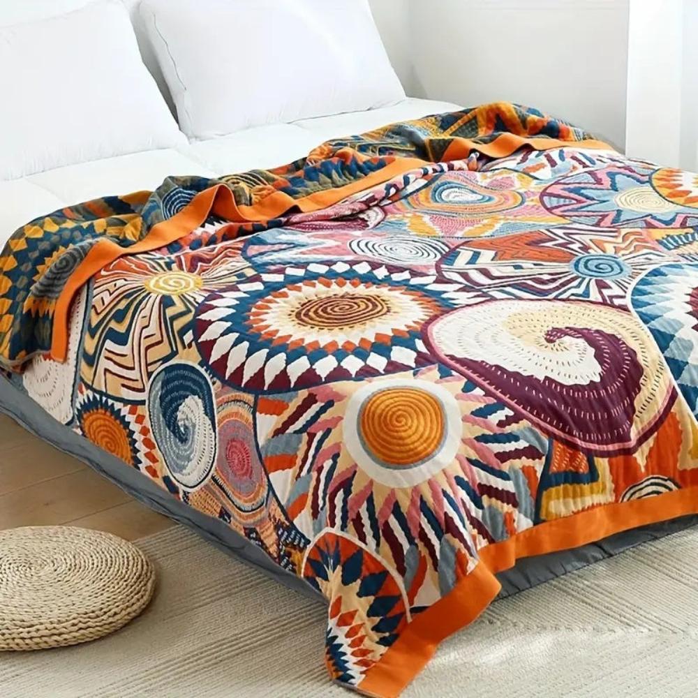 Sunburst Cotton Blanket - Soft Lightweight All-Season Cotton Throw for Cozy Comfort and Easy Care 0