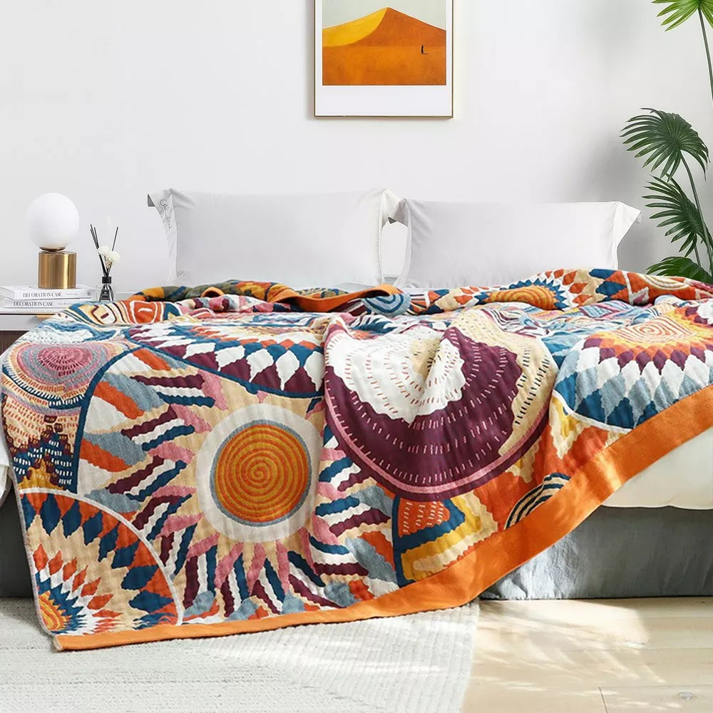 Sunburst Cotton Blanket - Soft Lightweight All-Season Cotton Throw for Cozy Comfort and Easy Care 3