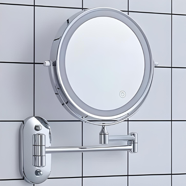 Rechargeable LED Magnifying Makeup Mirror with Touch-Controlled Lights – Chrome Silver Vanity Mirror-5