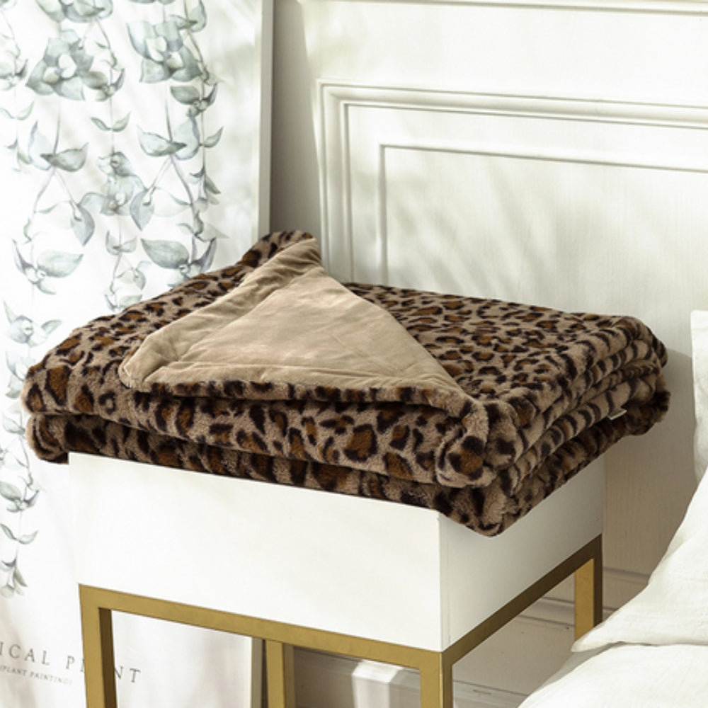 Wild Elegance Leopard Print Blanket – Ultra-Soft Faux Rabbit Fur Throw 0