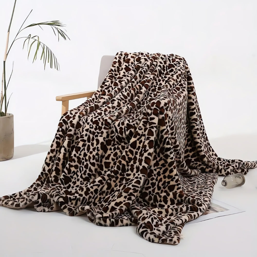 Wild Elegance Leopard Print Blanket – Ultra-Soft Faux Rabbit Fur Throw 1
