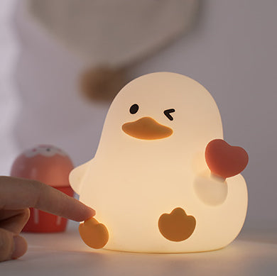 Winking Duck Silicone Squishy Night Light - Gentle Glow for Cozy Spaces, Tap Control, Safe and Durable