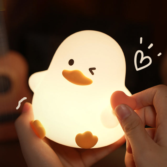 Winking Duck Silicone Squishy Night Light - Gentle Glow for Cozy Spaces, Tap Control, Safe and Durable