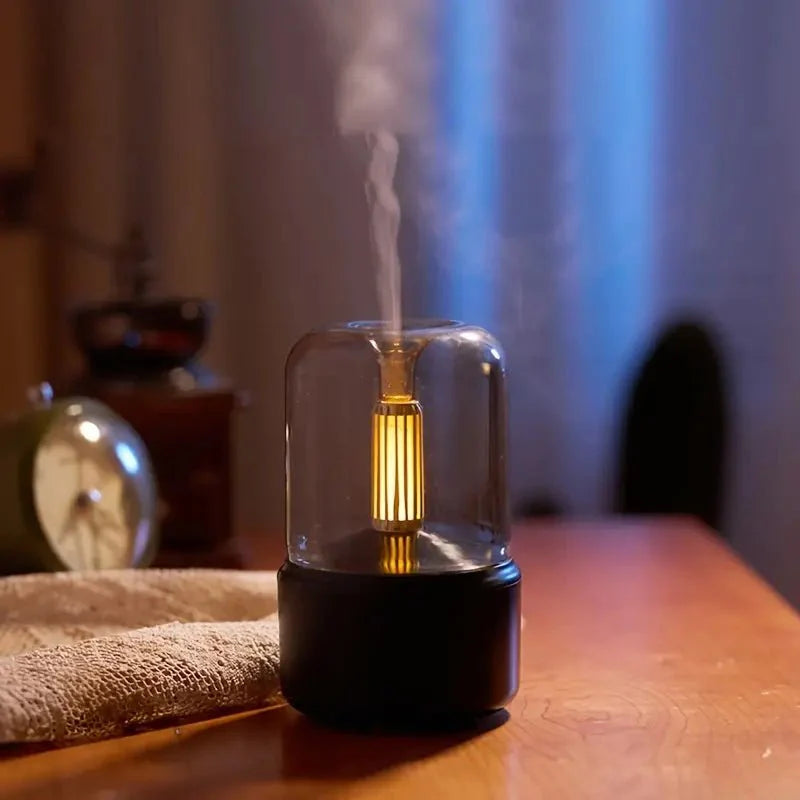 Elegant Aroma Diffuser Lamp with LED Flame – Aromatherapy Electric Diffuser for Essential Oils, Stylish Home Decor-2