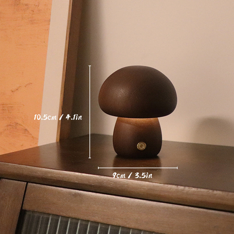 EcoGlow Rechargeable Wooden Mushroom Table Lamp-6