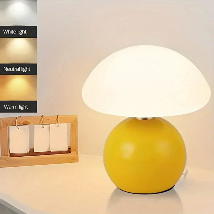 French Cream Mushroom Lamp | Retro Ceramic LED Light