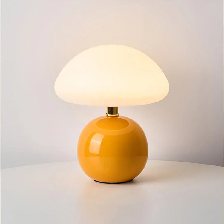 French Cream Mushroom Lamp | Retro Ceramic LED Light