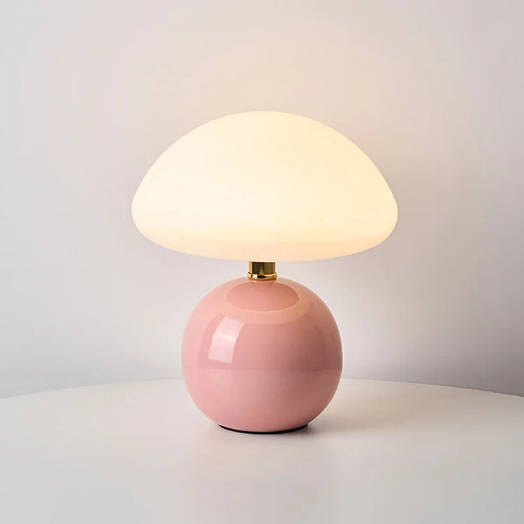 French Cream Mushroom Lamp | Retro Ceramic LED Light
