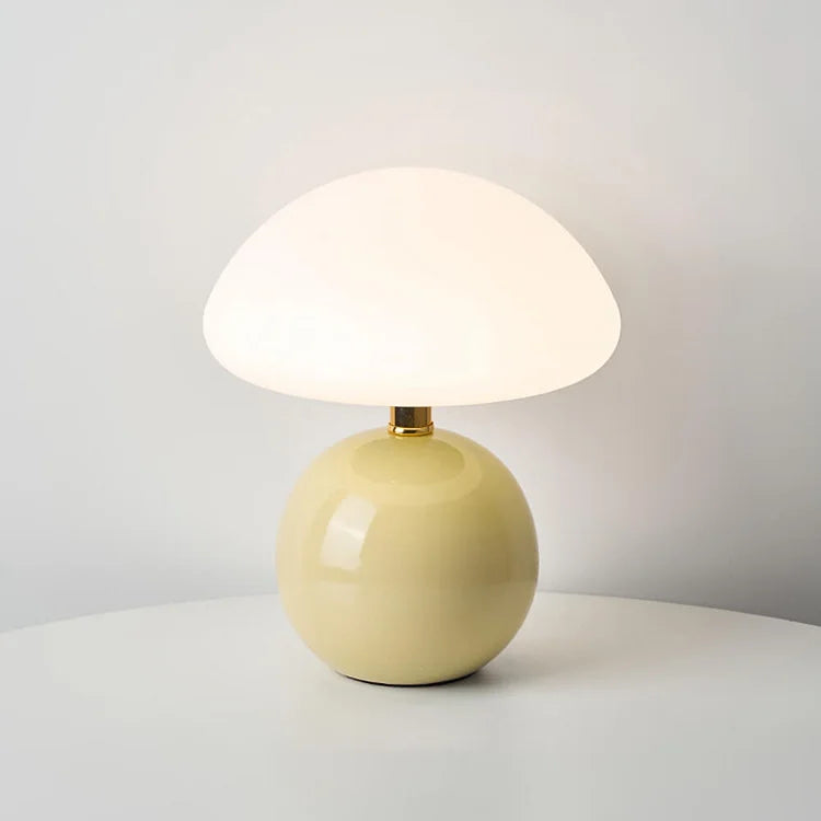 French Cream Mushroom Lamp | Retro Ceramic LED Light
