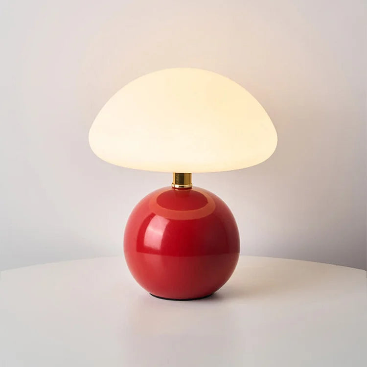 French Cream Mushroom Lamp | Retro Ceramic LED Light