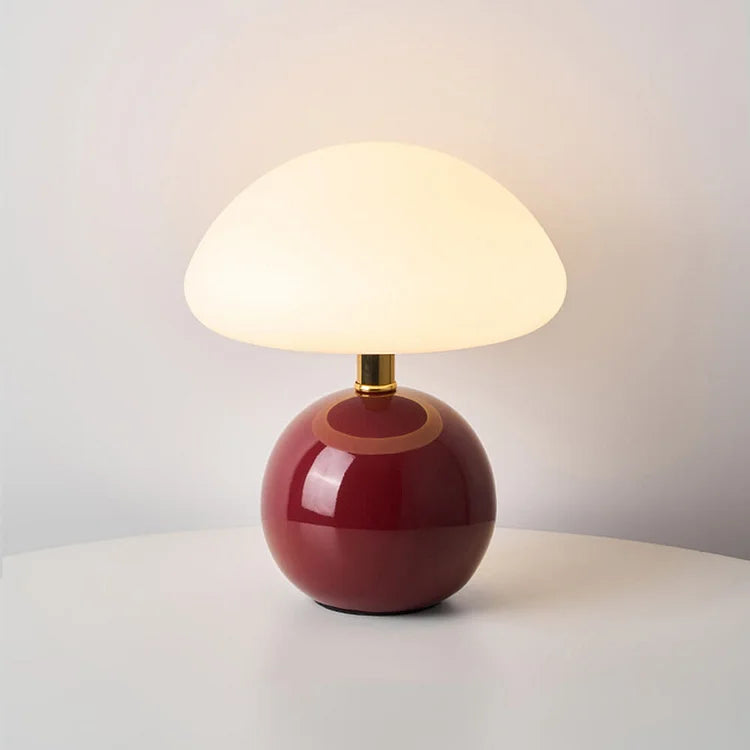 French Cream Mushroom Lamp | Retro Ceramic LED Light