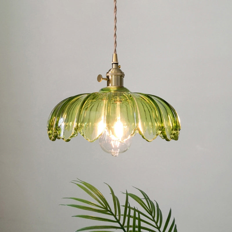 Vintage Floral Hanging Lamp – Elegant Glazed Ceramic Pendant Light for Home Decor