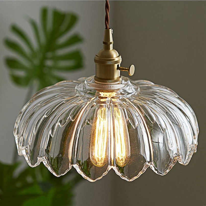 Vintage Floral Hanging Lamp – Elegant Glazed Ceramic Pendant Light for Home Decor