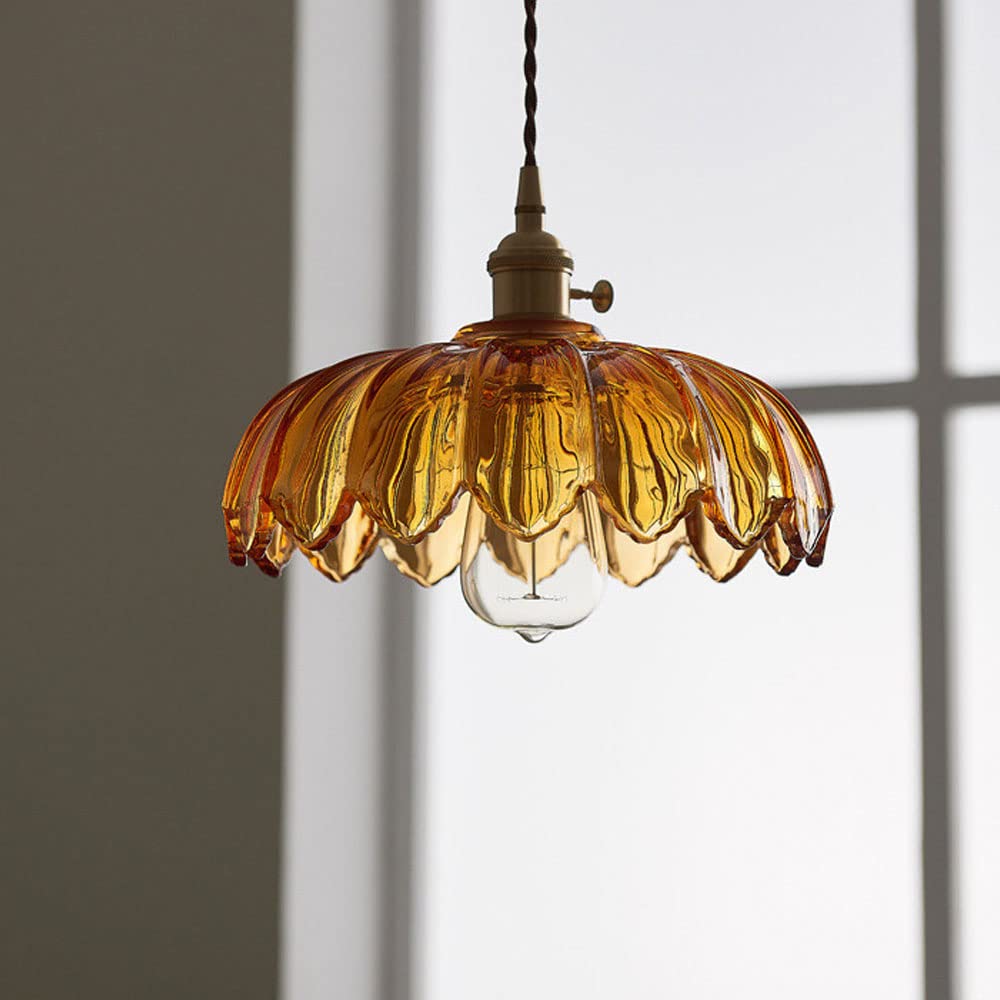 Vintage Floral Hanging Lamp – Elegant Glazed Ceramic Pendant Light for Home Decor