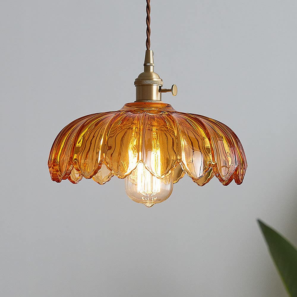 Vintage Floral Hanging Lamp – Elegant Glazed Ceramic Pendant Light for Home Decor