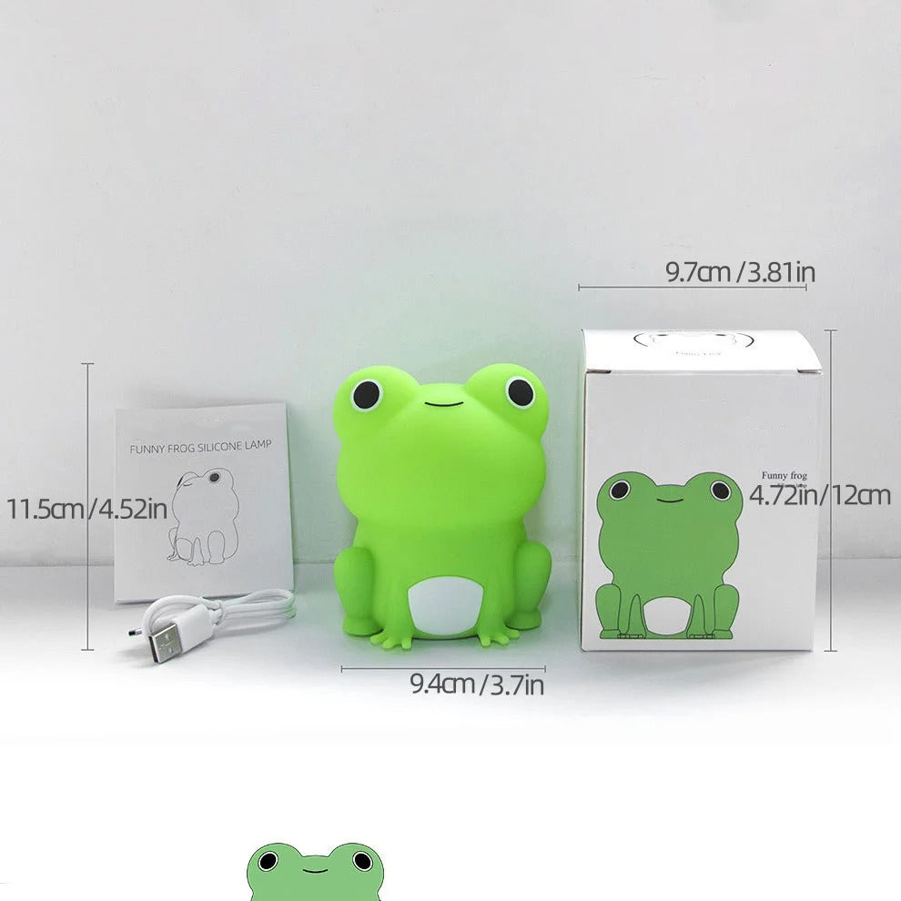 Squishy Silicone Frog LED Night Light - Colorful, Soothing Glow for Kids' Rooms