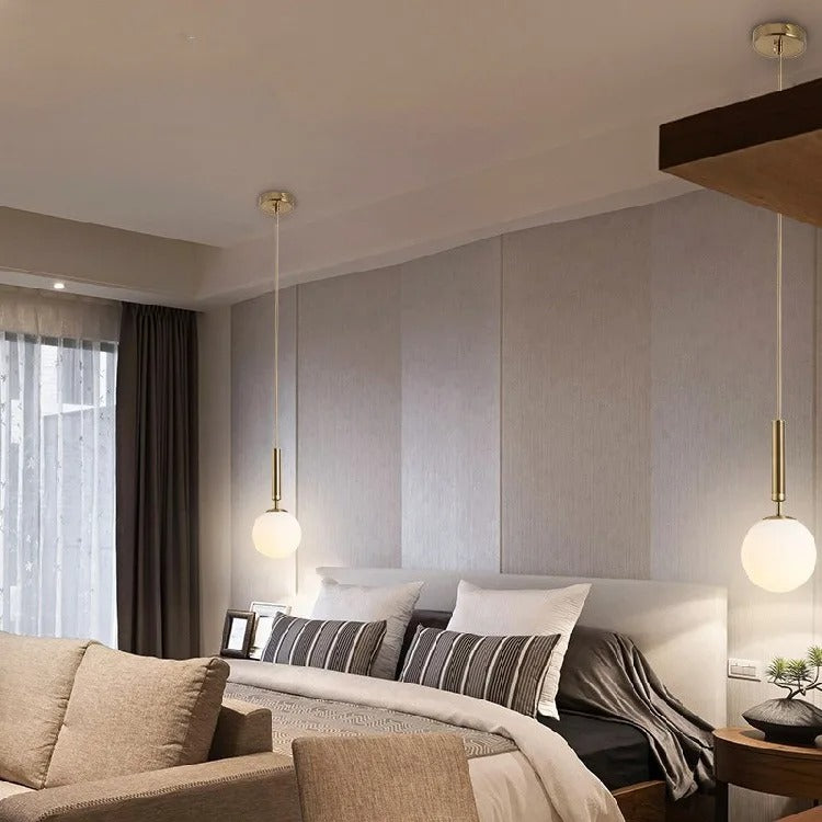 Modern Glass Pendant Lamp with Aluminum Finish – Stylish Kitchen Pendant Lighting for Dining and Living Spaces