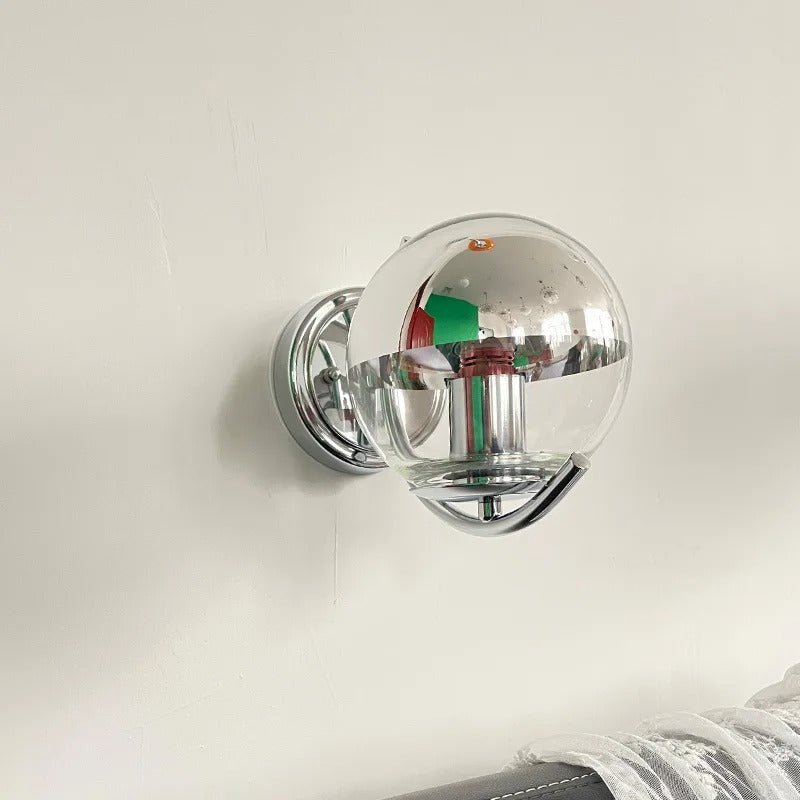 Modern Silver Wall Sconce with Bubble Glass Shade – Elegant Wall Lamp and Lighting Fixture for Home Decor