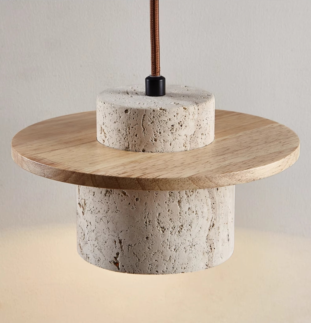 Travertine Pendant Light – Natural Stone Design, Modern Ceiling Light