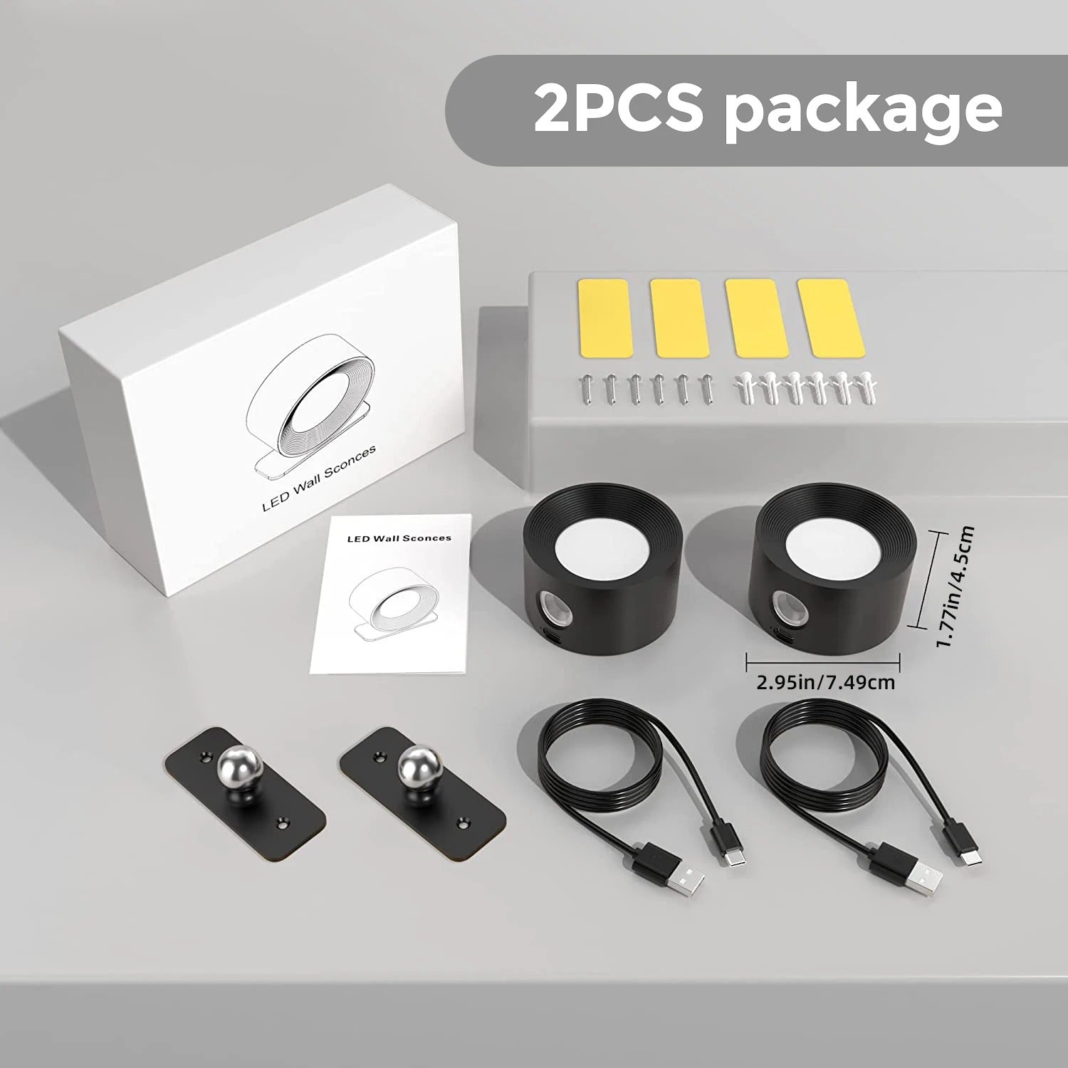 LED Wireless Wall Light - 360° Rotatable Touch Control