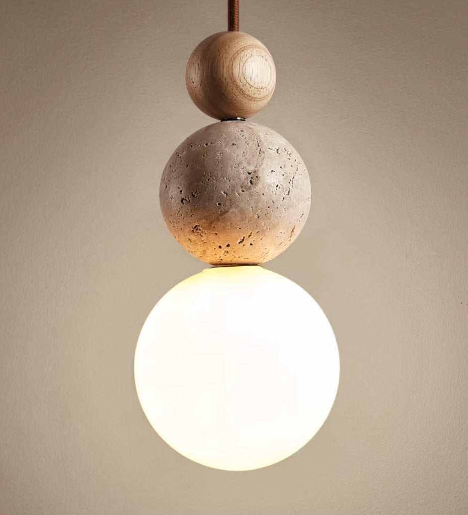 Modern Travertine Pendant Light – Rustic Lava Stone Hanging Light for Kitchen Pendant Lighting, Warm Atmosphere-1