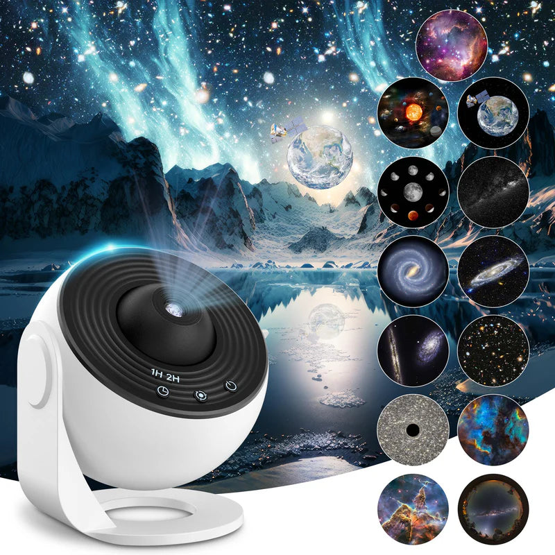 Galaxy Projector Pro Night Light - 360° Rotating Planetarium Lamp for Kids' Bedroom with 12 Display Scenarios