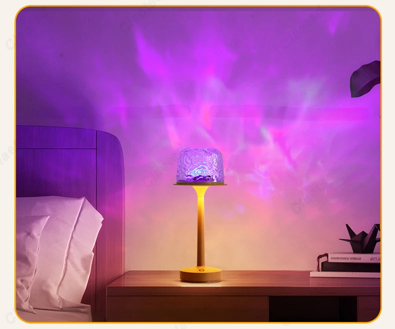 Mushroom Table Lamp - Water Ripple Projection Bedside Table Lamp for Relaxing Bedroom Ambiance