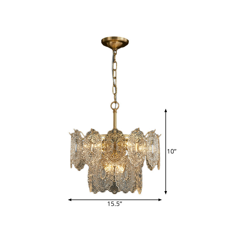 Embossed Crystal Chandelier - 5/7 Heads | Gold Luxury Ceiling Light for Sophisticated Interiors