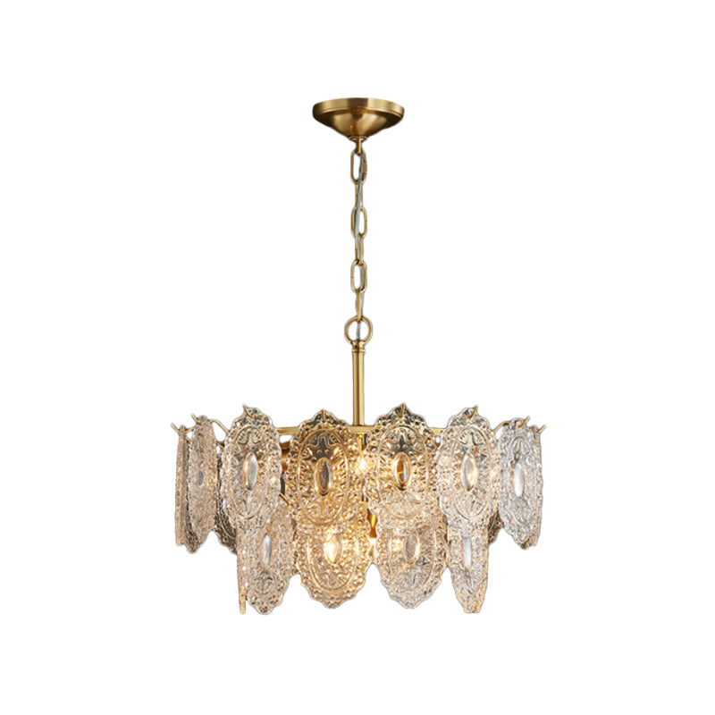 Embossed Crystal Chandelier - 5/7 Heads | Gold Luxury Ceiling Light for Sophisticated Interiors