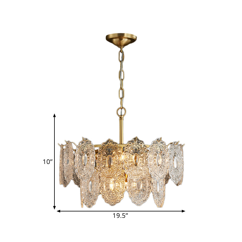 Embossed Crystal Chandelier - 5/7 Heads | Gold Luxury Ceiling Light for Sophisticated Interiors