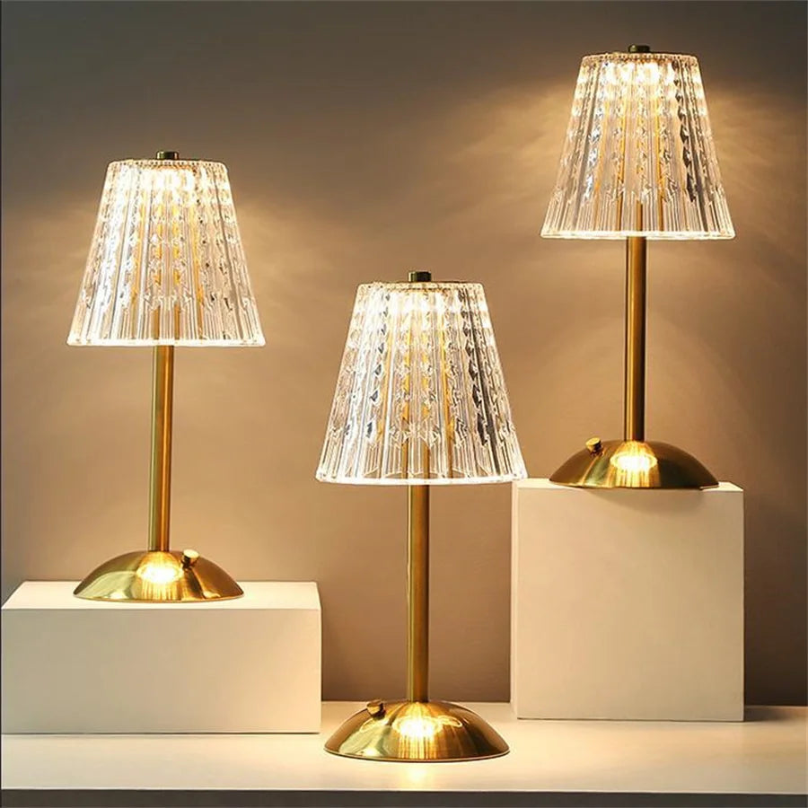 Golden Crystal Table Lamp - Elegant Touch-Controlled LED Lighting-3