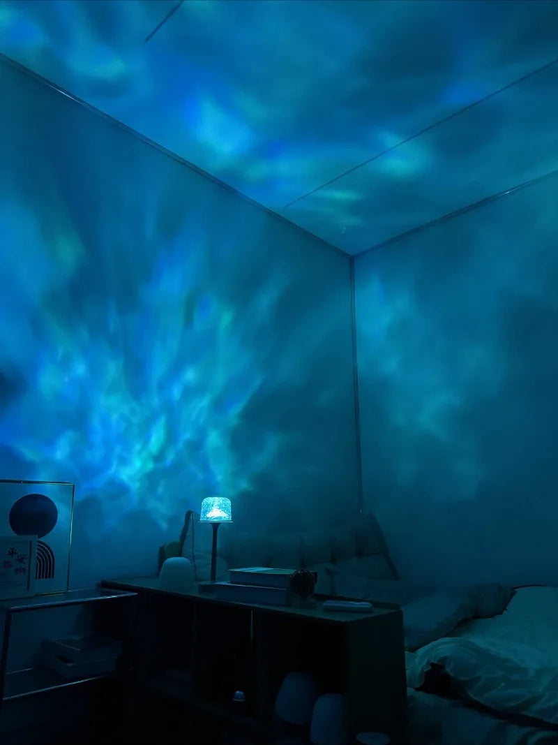 Mushroom Table Lamp - Water Ripple Projection Bedside Table Lamp for Relaxing Bedroom Ambiance