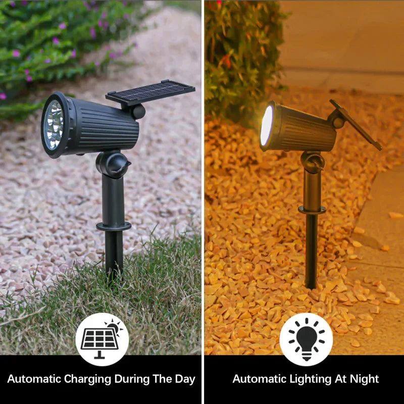 9 LEDs Solar Spotlights - Adjustable Brightness, IP65 Waterproof Solar Powered Security Lights for Garden and Patio 0