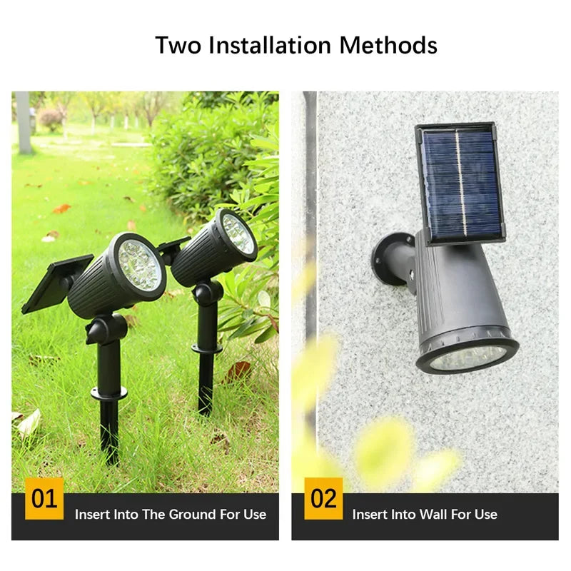 9 LEDs Solar Spotlights - Adjustable Brightness, IP65 Waterproof Solar Powered Security Lights for Garden and Patio 1