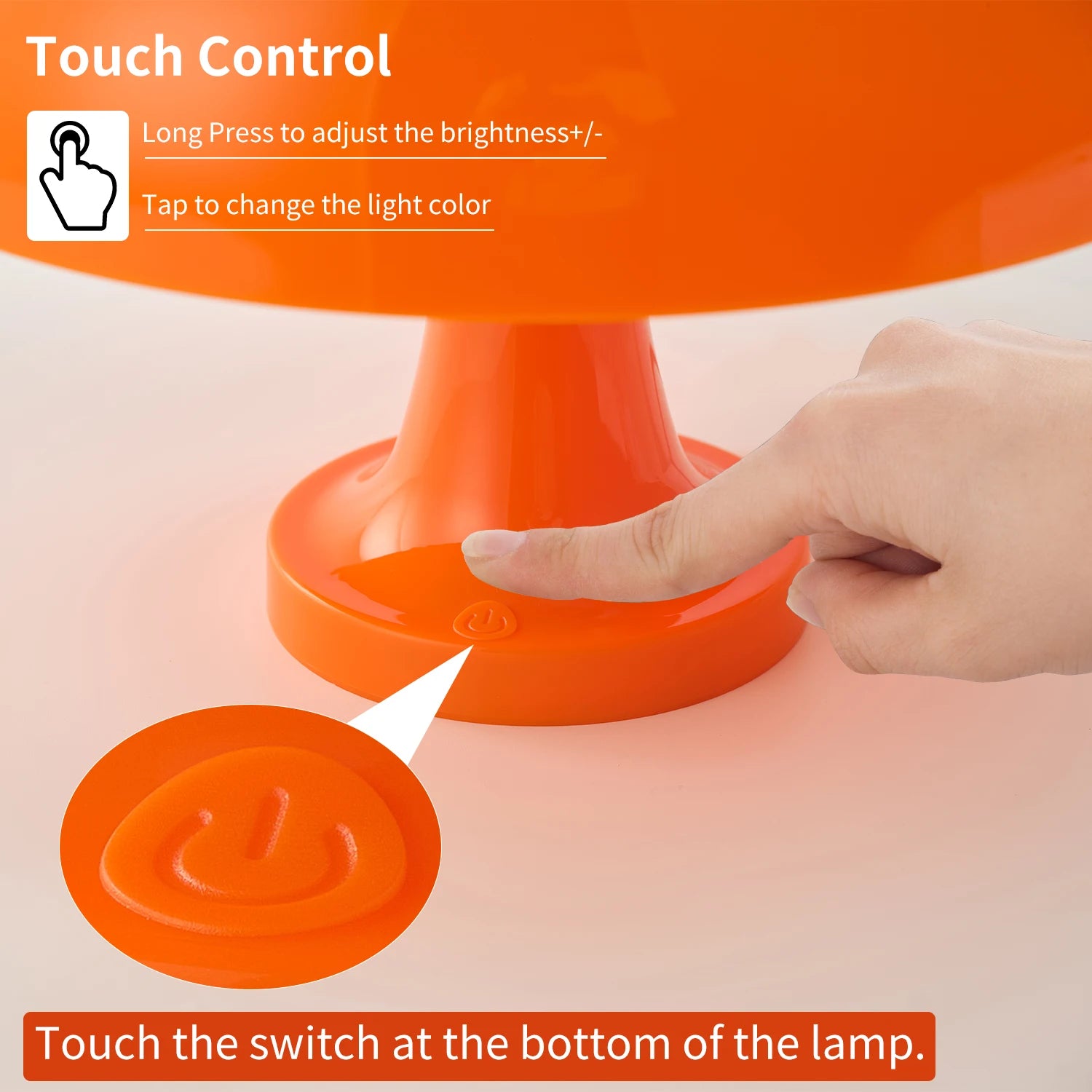 Modern Mushroom Table Lamp with Adjustable Brightness – USB and Type-C Charging, Color Options for Bedroom or Desk