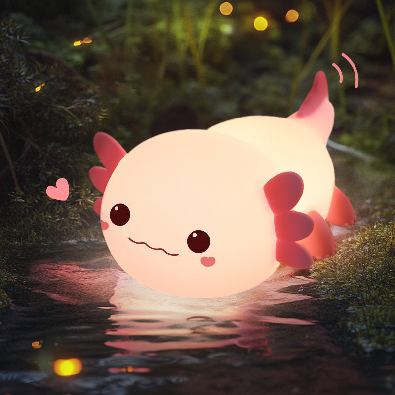 Axolotl LED Night Light - Soft Pink Glow, Touch Control, Perfect for Bedtime and Relaxation