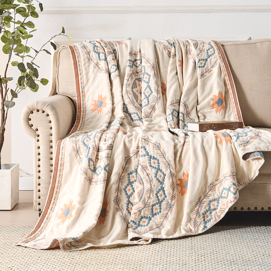 Boho-Inspired Cotton Throw Blanket with Mandala Design – Multi-Purpose Home Decor, Soft and Machine Washable 6