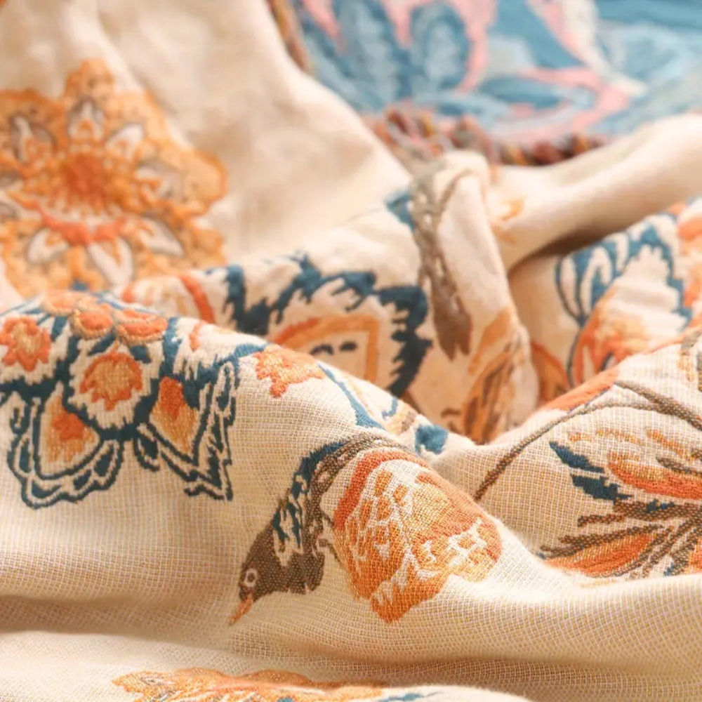 Boho Cotton Throw Blanket - Versatile 100% Cotton Sofa and Bed Decor, Machine Washable, Cozy Rustic Style 5