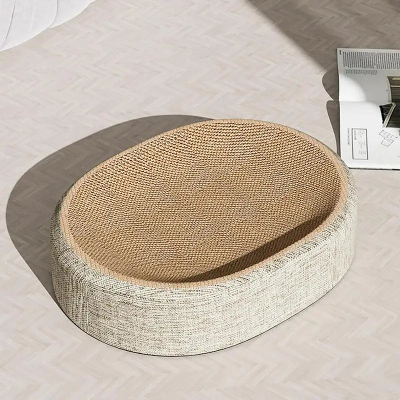 Comfortable Oval Cardboard Cat Scratcher & Cat Mat Scratcher - Durable Multi-Functional Bed for Cats