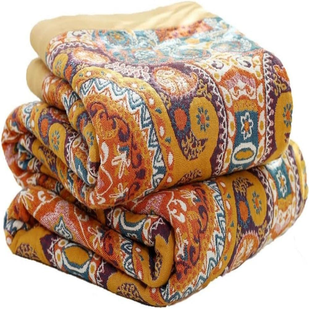 Cooling Blanket - Reversible 100% Cotton Quilt with Moisture-Wicking Fibers for Comfortable Sleep - Boho Design 0